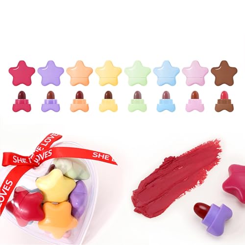 BeauFairy Mini Stern Kapsel Lippenstift Set, 8 Farben, Wasserdichte, Langlebige Samt Mattes Pillen Lipstick, Niedlicher Tragbar, Feuchtigkeitsspendender Antihaft-Becher, Lip Gloss Set -134 BeauFairy Mini Stern Kapsel Lippenstift Set, 8 Farben, Wasserdichte, Langlebige Samt Mattes Pillen Lipstick, Niedlicher Tragbar, Feuchtigkeitsspendender Antihaft-Becher, Lip Gloss Set -134 von BeauFairy