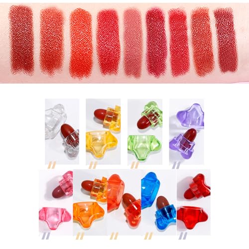 BeauFairy Mini Stern Kapsel Lippenstift Set, 9 Farben, Wasserdichte, Langlebige Samt Mattes Pillen Lipstick, Niedlicher Tragbar, Feuchtigkeitsspendender Antihaft-Becher, Lip Gloss Set -135 von BeauFairy