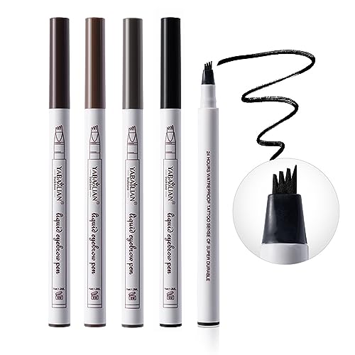 BeauFairy Professionelles Makeup Augenbrauenstift Set, 4 Stück, Wasserfest und Wischfes Eyebrow Pencil mit 4 Micro Fork Tips, Erzeugt Mühelos Natürlich Aussehende Brauen, Kosmetik für Alle Einsteiger von BeauFairy