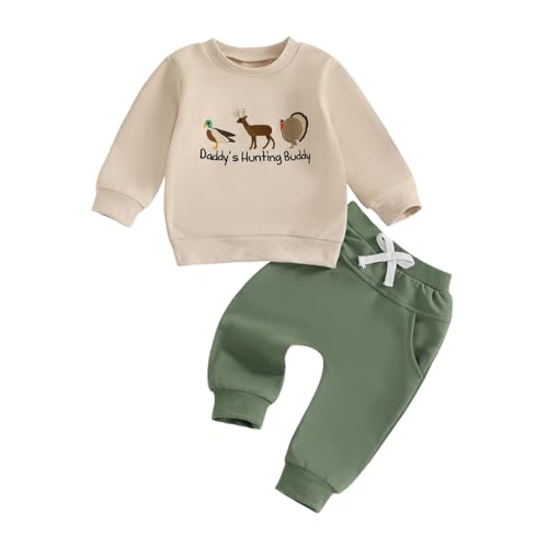 Baby Jungen Kleidung Outfit Jagdmuster Langarm Sweatshirt + Hose Neugeborene Herbst Kleidung Weiche Babyset (Aprikose, 3-6 Monate) von Beauace