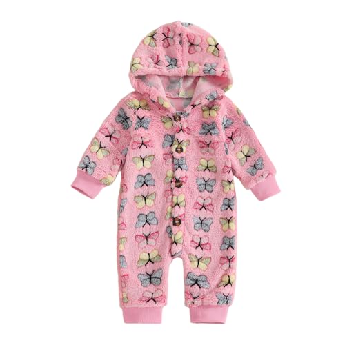 Beauace Baby Mädchen Jungen Overall Winter mit Kapuze Neugeborene Schneeanzüge Kleinkind Warm Strampler Langarm Knöpfe Bodysuit (Red, 6-9 Monate) von Beauace
