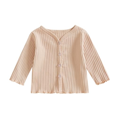 Beauace Baby Mädchen Jungen Strickjacke Langarm Rundhalsausschnitt Kleinkind Pullover mit Knöpfen Herbst Strickpullover (Rosa, 0-6 Months) von Beauace