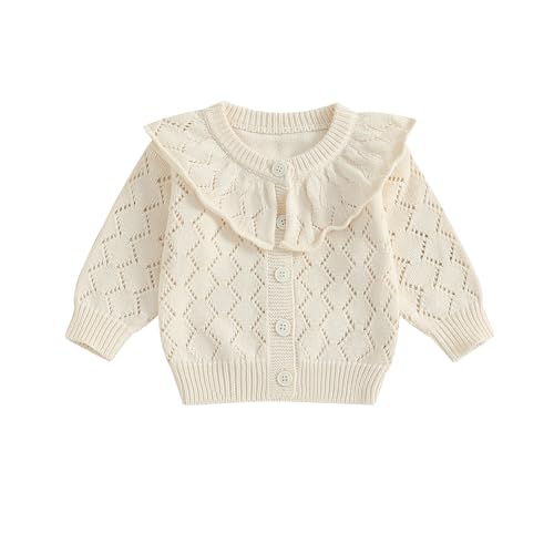 Beauace Baby Mädchen Pullover Strickjacke Kleinkind Strickpullover mit Knöpfen Neugeborene Mantel Herbst Winter Jacke (Aprikose, 0-6 Months) von Beauace