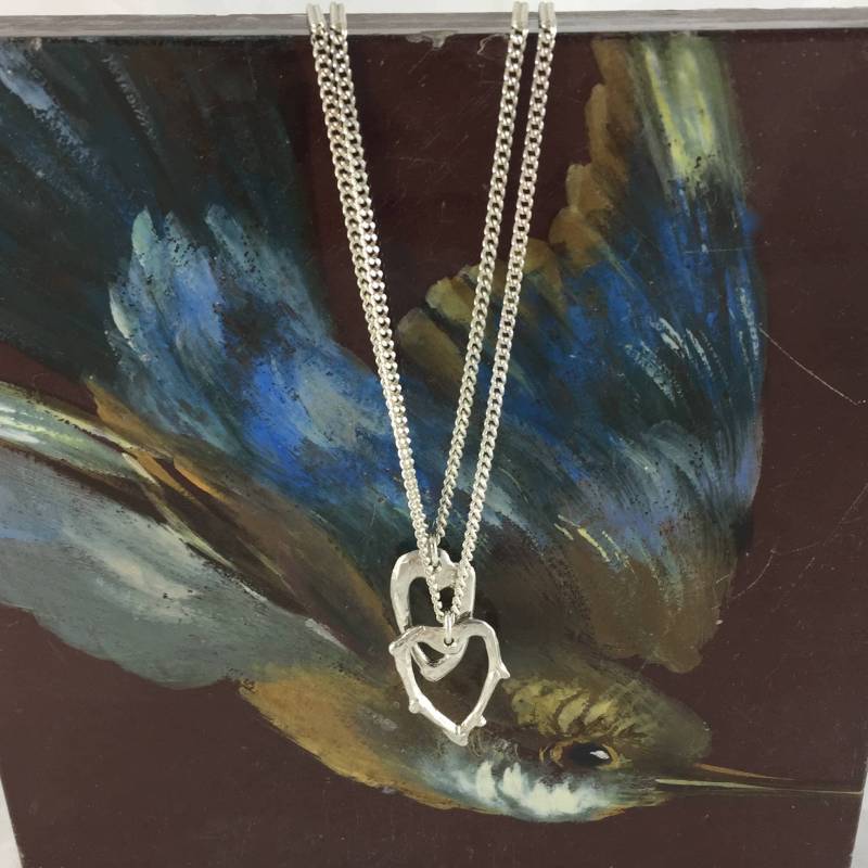 sterling Silber Doppel-Halskette Mit Zwei Herzen von Beaucdeluxe