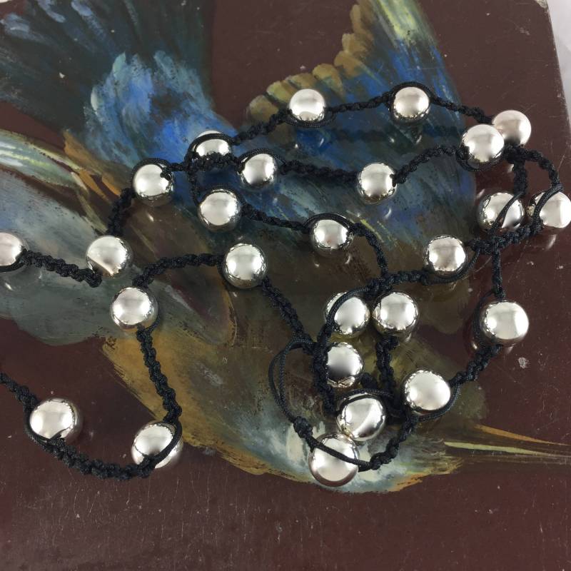 sterling Silber Kugelkette Auf Geknüpfte Faden von Beaucdeluxe