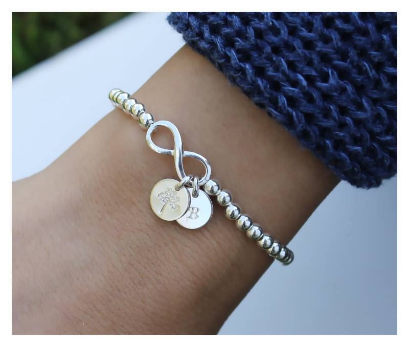 sterling Silber Baum Des Lebens Infinity Armband - Personalisierter Charme von BeaucoupdeBeads