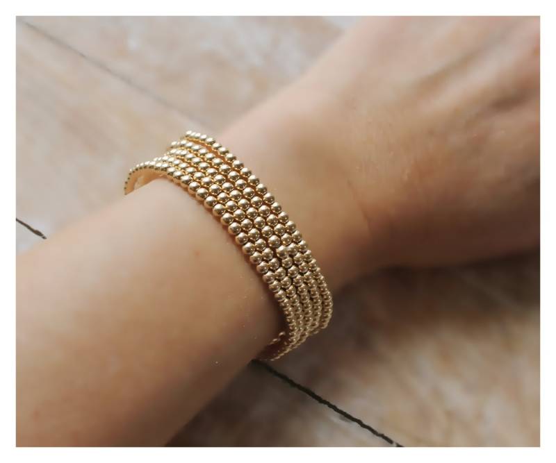 Gold Perlen Armband Perlenarmbänder Set Mit 5 14K Filled Beaucoupdebeads B028 von BeaucoupdeBeads