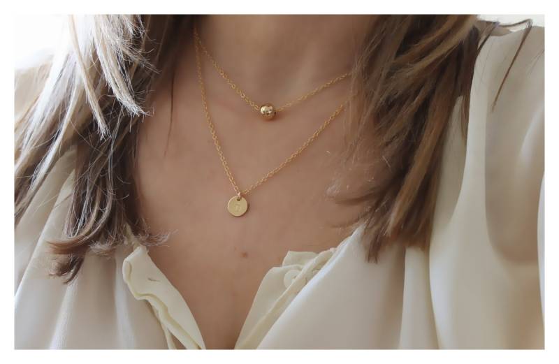 Layered 14K Gold Filled Halsketten-Set Personalisierte Initial Plättchen von BeaucoupdeBeads