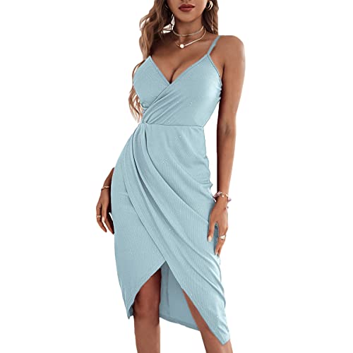 Beaufident Abendkleider für Damen Knielang Brautjungfernkleider für Hochzeit elegant ballkleid Festliche Kleider Party Cocktailkleid,Himmelblau,L von Beaufident