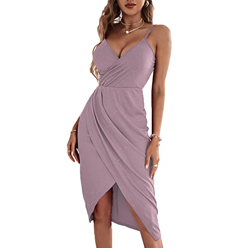 Beaufident Abendkleider für Damen Knielang Brautjungfernkleider für Hochzeit elegant ballkleid Festliche Kleider Party Cocktailkleid,Rosa,M von Beaufident