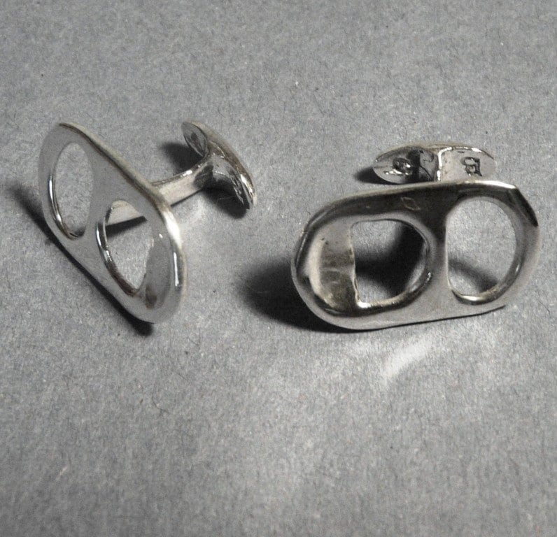 Bier Ring Pull Manschettenknöpfe Handgefertigt Sterling Silber Herr Beaujangles von Beaujangles