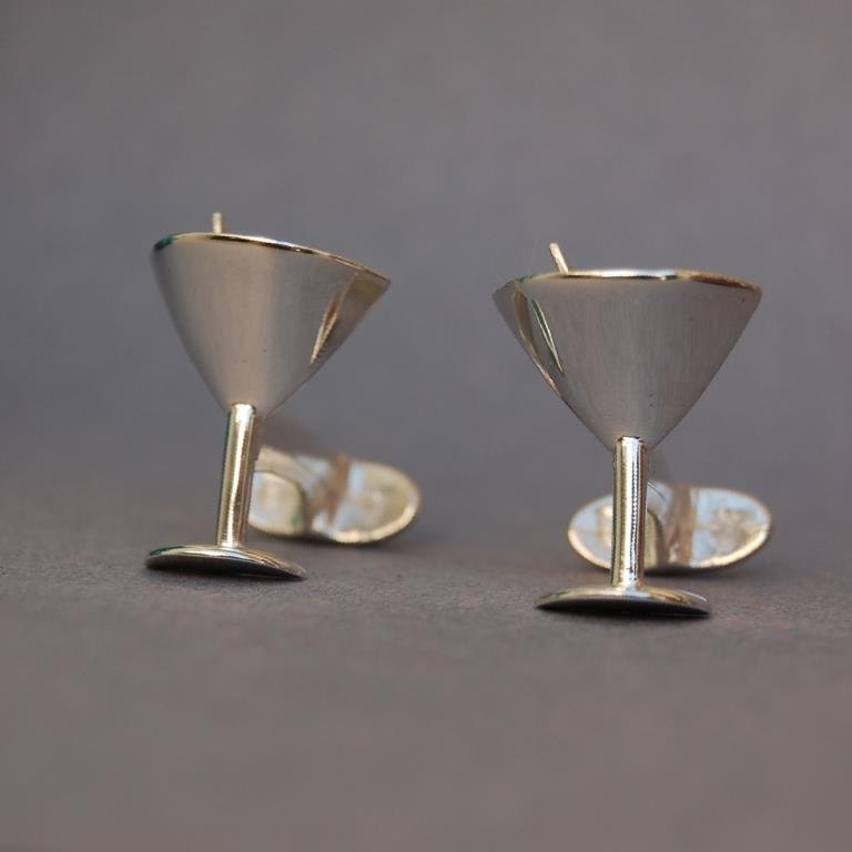 Martini Glas Handgemachte Manschettenknöpfe Sterling Silber James Bond Herr Beaujangles von Beaujangles