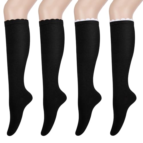 Beaulov 4 Paar Damen Kniestrümpfe Socken Blasen Öffnung Lange Socken für Mädchen von Beaulov