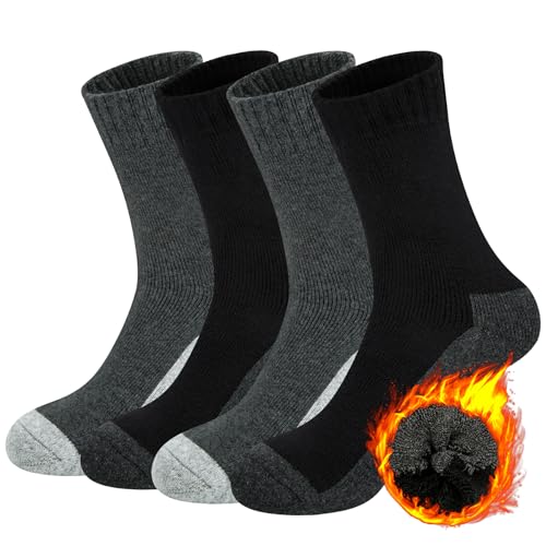 Beaulov 4 Paar Thermo Merinowolle Socken Herren Dicke Warme Wintersocken Superweiche Atmungsaktiv Stricksocken Premium Wandersocken Trekkingsocken Sportsocken für Herren von Beaulov