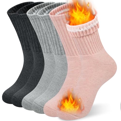 Beaulov 6 Paar Warme Socken Damen Winter Thermosocken Damen Merino Socken Wollsocken Dicke Stricksocken Wandersocken Wintersocken von Beaulov