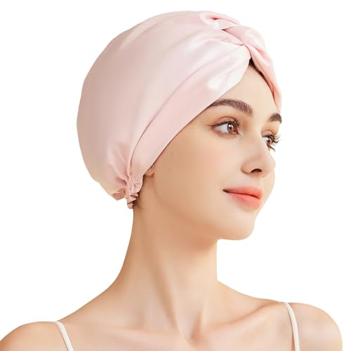 Beaulyn Seidenhaube Zum Schlafen,100% Echte 22 Momme Maulbeerseide Silk Bonnet,Schlafhaube Seide FüR Die Nacht Haare SchüTzen,Damen Atmungsaktive Satin SchlafmüTze Mit Hochwertigem Elastikband von Beaulyn
