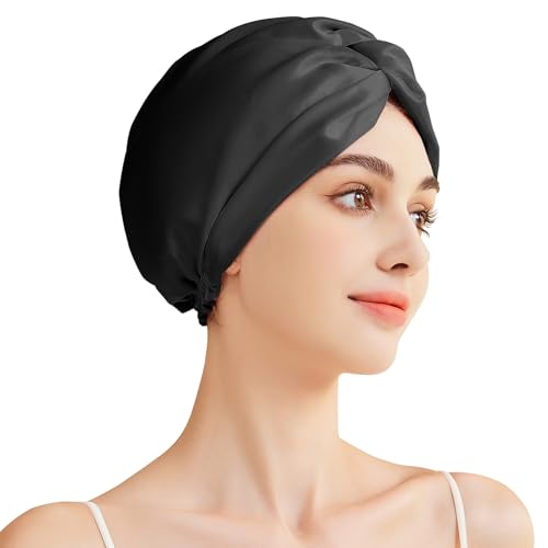 Beaulyn Seidenhaube Zum Schlafen,100% Echte 22 Momme Maulbeerseide Silk Bonnet,Schlafhaube Seide FüR Die Nacht Haare SchüTzen,Damen Atmungsaktive Satin SchlafmüTze Mit Hochwertigem Elastikband von Beaulyn