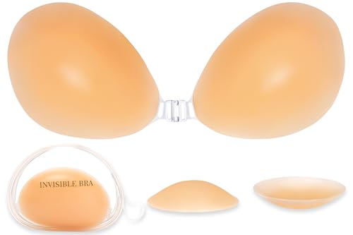 Klebe BH Push Up,Trägerloser Rückenfrei BHS Wiederverwendbare,Unsichtbarer Haut Freundlich Selbstklebend BH für Abendkleid Brautkleid Badeanzug und rückenfreie von Beaulyn