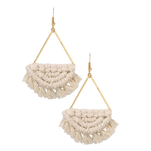 1 Paar Bohemian Ohrringe Handgefertigte Fächer Ohrringe Geflochtenem Material Modischer Schmuck für Damen Leicht von Beaupretty