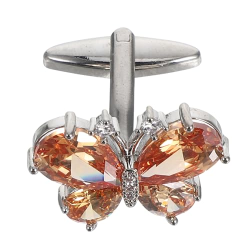 1 Paar Unisex Manschettenknöpfe Schmetterlings Zirkon Hemdschmuck Für Geschäftliche Hochzeiten Und Formelle Anlässe – Elegante Und Sichere Manschettenknöpfe von Beaupretty