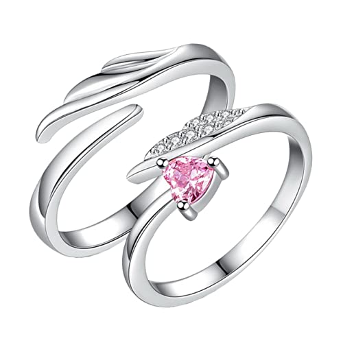 1 Paar Wing Design Ring mit Zirkonia Offene Finger Ringe für Damen Herren Stilvoller Schmuck für Besondere Anlässe von Beaupretty