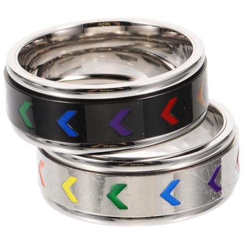 1 Satz Regenbogen Edelstahlring Für Lgbt Lesben Drehbare Ringe Modischer Schmuck Für Frauen Männer Für Besondere Anlässe 2 Stück von Beaupretty