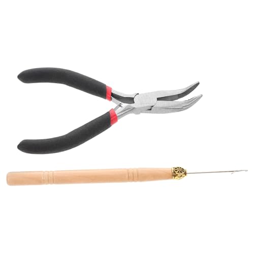 1 Satz Teiliges mit Schwarzen Zangen und Häkelnadeln zum Erstellen Einzigartiger Frisuren Einfach zu Bedienen Sanfte Anwendung Komfortabler Holzgriff von Beaupretty