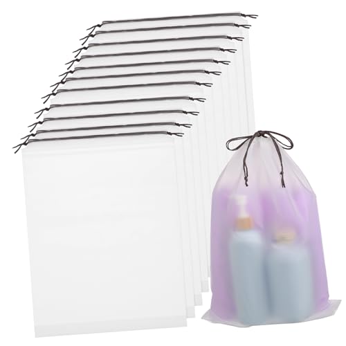 12 Stück Kordelzug Schuhtaschen Transparente Reiseaufbewahrungstaschen für Schuhe Handtücher Toilettenartikel Wiederverwendbare Organizer für Koffer Rucksäcke von Beaupretty