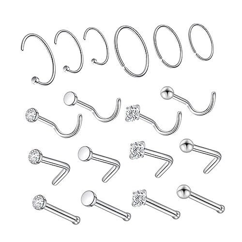 Beaupretty 18stücke Nasenring Aus Edelstahl Nasenschmuck Nasenringclip Schmuckzubehör Für Frauen Und Männer Langlebig Und Robust von Beaupretty