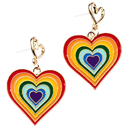 Beaupretty Herz Ohrstecker Damen Regenbogen Ohrringe Hypoallergener Schmuck Ohrringe für Mädchen Alltag Besondere Anlässe von Beaupretty