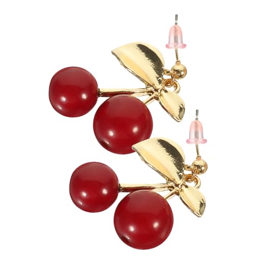 Beaupretty Kirsche Ohrstecker Damen S925 Silber Schleifenform Ohrringe für Besondere Anlässe Schöne Ohrringe Kirschanhänger Ohrschmuck von Beaupretty