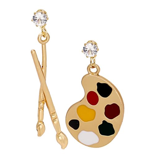 1Paar Künstlerische Tropfenohrringe mit Farbplättchen Einzigartige Malplatten Anhänger für Damen für Kunststudenten Lehrer Modischer Modeschmuck von Beaupretty