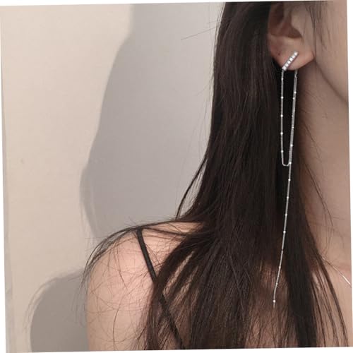1Paar Silber Quastenohrringe für Frauen Tassel Ohrschmuck Umweltfreundliches Trendige Asymmetrische Dangle Ohrringe Perfektes für Familie Freunde von Beaupretty