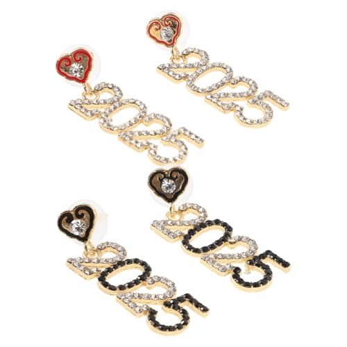 Beaupretty 2 Paar Baumelnde Ohringe mit Zahlenanhängern Metallohrringe Legierung für Frauen Zahlenohrringe Leichte Ohrringe für Partys und Anlässe Geschenkideen für Damen von Beaupretty