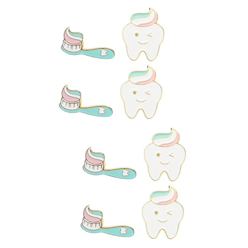 2 Sätze Kreative Zahnbürsten Broschen Aesthetic Anstecknadeln Für Kleidung Taschen Einzigartige Accessoires Für Halloween Geburtstage Festlichkeiten Hochwertigem 4 Stück * 2 von Beaupretty