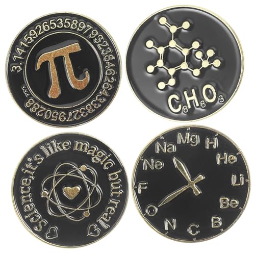 2 Sätze Schwarze Broschen Metall Anstecknadel Mit Wissenschafts Mathematik Symbolen Dekorative Modepins Für Kleidung Rucksäcke Jacken Hüte Unisex Ästhetische 4 Stück * 2 von Beaupretty