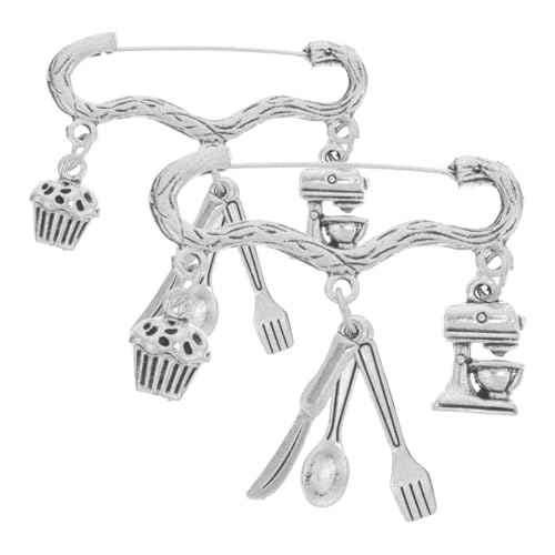 2 Stück Back Themen Broschen für Frauen Zinklegierung Anstecknadel Backzubehör für Kleidung Hüte Schals Elegantes für Backliebhaber von Beaupretty