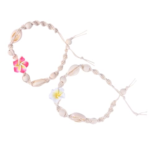 2 Stück Hawaiian Flower Shell Fußkettchen für Damen Verstellbares Boho Armband Muscheln Geflochtenes für Strand Urlaub Besondere Anlässe Elegantes Fußschmuck Design von Beaupretty