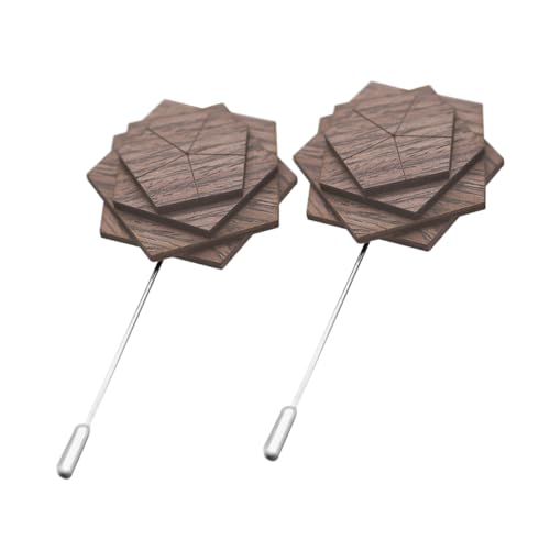 2 Stück Holz Ansteckblume Dekorative Boutonnière für Herren Blumenbrosche für Anzug Hochwertige Holz Anstecknadel für Hochzeit Festlichkeiten Besondere Anlässe von Beaupretty