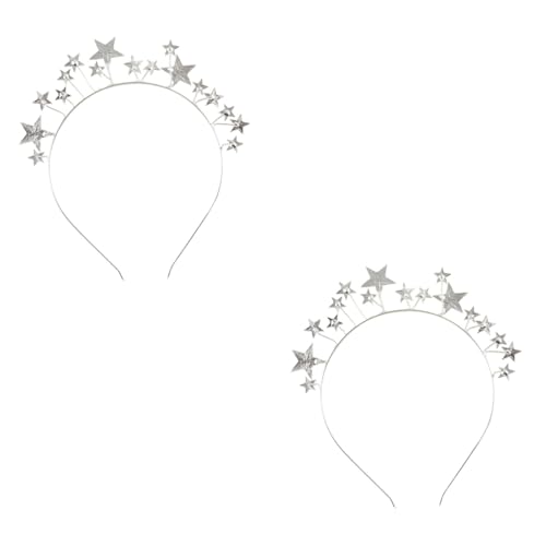 Beaupretty 2st Sterne Stirnband Stern-strass-stirnband Stirnband Mit Sternen Haarband Mit Strassstern Haargummis Für Frauen Haarschmuck Weihnachtsdeko Prinzessin Metall Zubehör Fräulein von Beaupretty