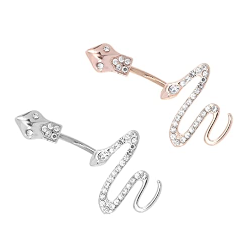 2Stücke Bauchnabelringe mit Schlangenmotiv Bauchdekor Piercings für Frauen Roségold Hautfreundlich Angenehm für Strand Besondere von Beaupretty