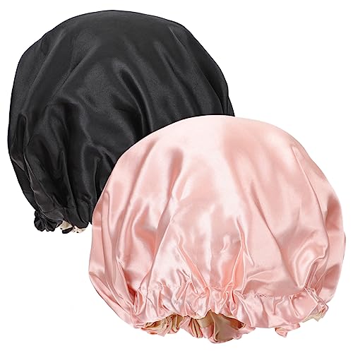2Stücke Damen Schlafhaube aus Satin Verstellbare Leichte Nachtmütze für Gesichtswäsche und Styling für Lockiges Haar von Beaupretty