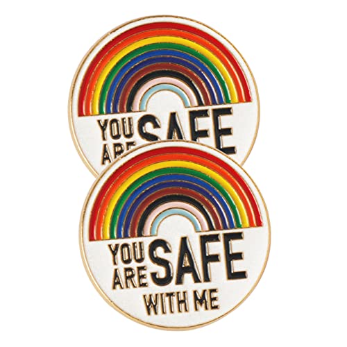 Beaupretty 2Stücke Rainbow Enamel Pin You Are Safe With Me Langlebige Brosche für Pride Dekorativer Anstecker für Taschen Hemden und Hüte Accessoire für Soziale Berufe von Beaupretty