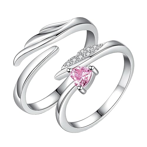 3 Paare Zweisetziges Herzring mit Zirkonia Offene Ringgestaltung Fingerdekoration für Valentinstag Besondere Anlässe von Beaupretty
