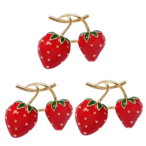 3 Stück Erdbeer Brosche für Damen Anstecknadel im Obstdesign Metallbrosche für Schals Hüte Kleidung Perfektes Accessoire für zu Hochzeiten Geburtstagen Tropfende von Beaupretty