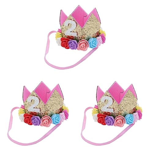 3 Stück Stirnband Für Jungen Baby-Hüte Haar-Accessoires Für Mädchen Kleinkind-Geburtstags-Stirnbänder Baby-Geburtstagsparty-Hüte Blumen-Stirnband Baby-Stirnband Beaupretty von Beaupretty