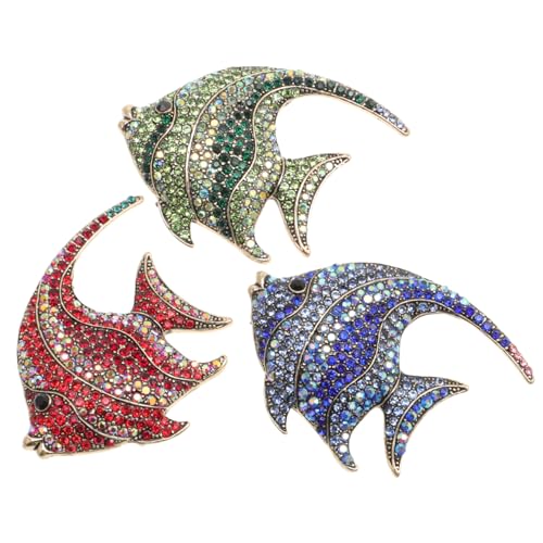 Beaupretty 3stücke Kreative Fischbrosche Aus Schmuck-brosche Zur Dekoration Broschennadel Rot Blau Grün von Beaupretty