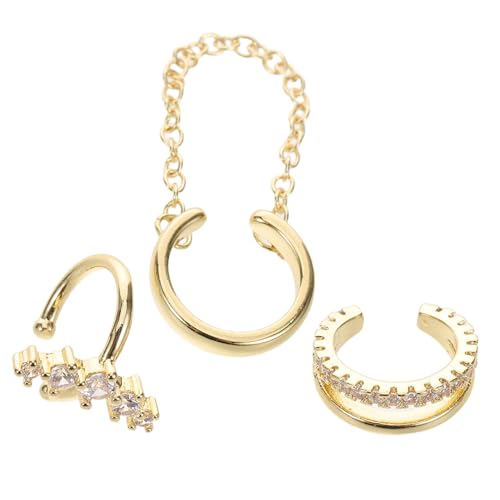 Beaupretty 3stücke Ohrring-stapel Aus Strass Für Damen Flippige Geometrische Ear Cuffs Einzigartiger Ohrschmuck Mit Piercing Verstellbare Ear Wrap-ohrringe Für Stilvolle Accessoires von Beaupretty