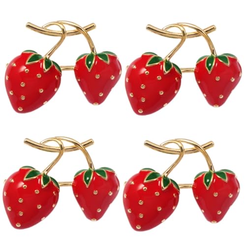 4 Stück Erdbeer Brosche für Damen Metall Anstecknadel mit Erdbeer Design für Kleidung Schals Hüte Leicht Langlebig Zubehör von Beaupretty