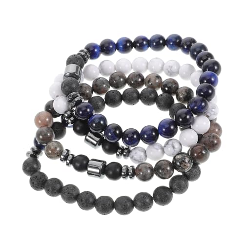 Beaupretty 4stücke Naturstein Armband Mit Perlen Flexible Für Männer Und Frauen Elegant Und Schlicht Paarsymbol Polierte Oberfläche Schmuck Für Alltag von Beaupretty
